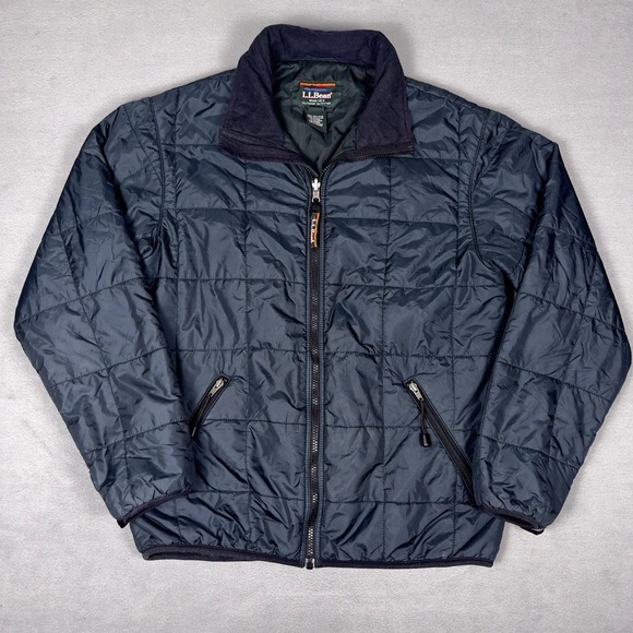 L.L. Bean Other - LL Bean Primaloft Quilted Insulated Jacket Navy Cord‎ Collar Full Zip Mens M